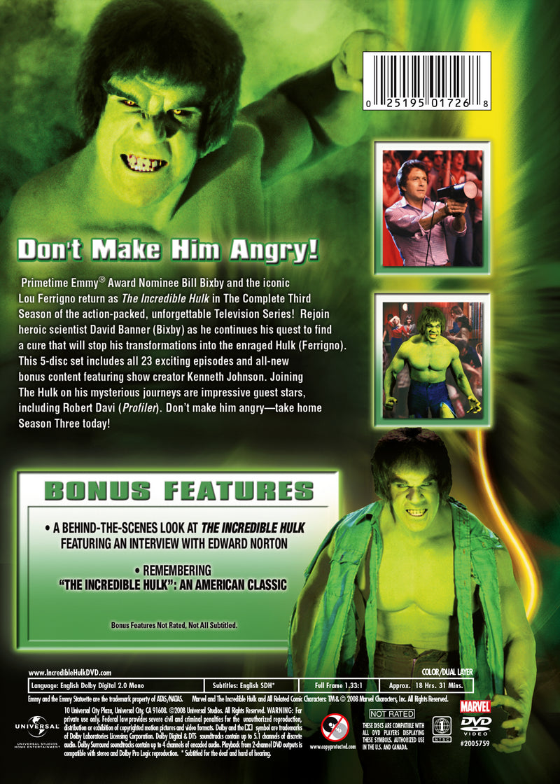 The Incredible Hulk: Season Three [DVD]