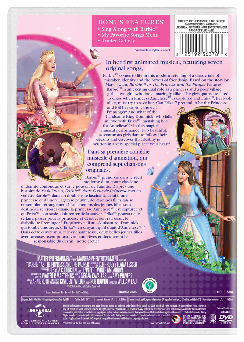 Barbie as The Princess and the Pauper (New Artwork) [DVD]