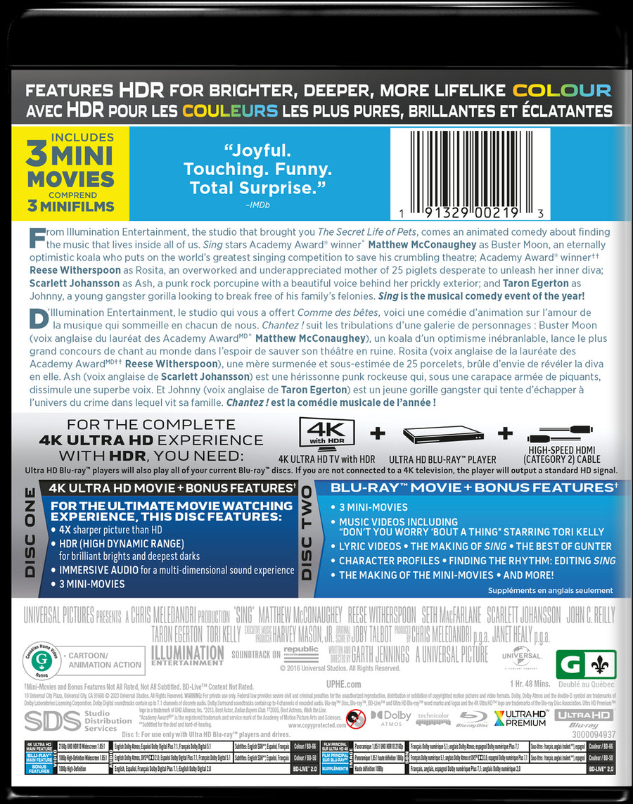 Sing (Blu-ray + DVD) [Blu-Ray]