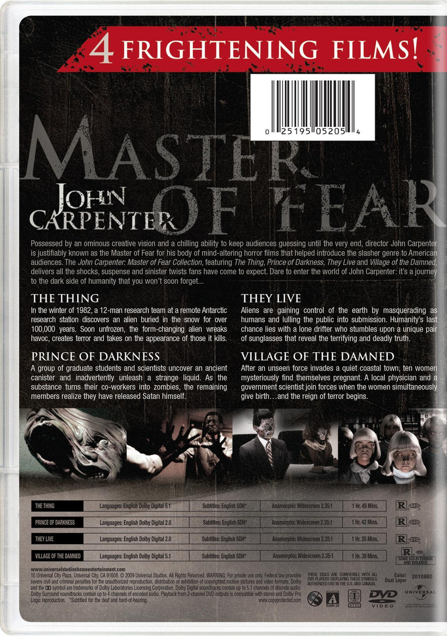 John Carpenter: Master of Fear Collection [DVD]