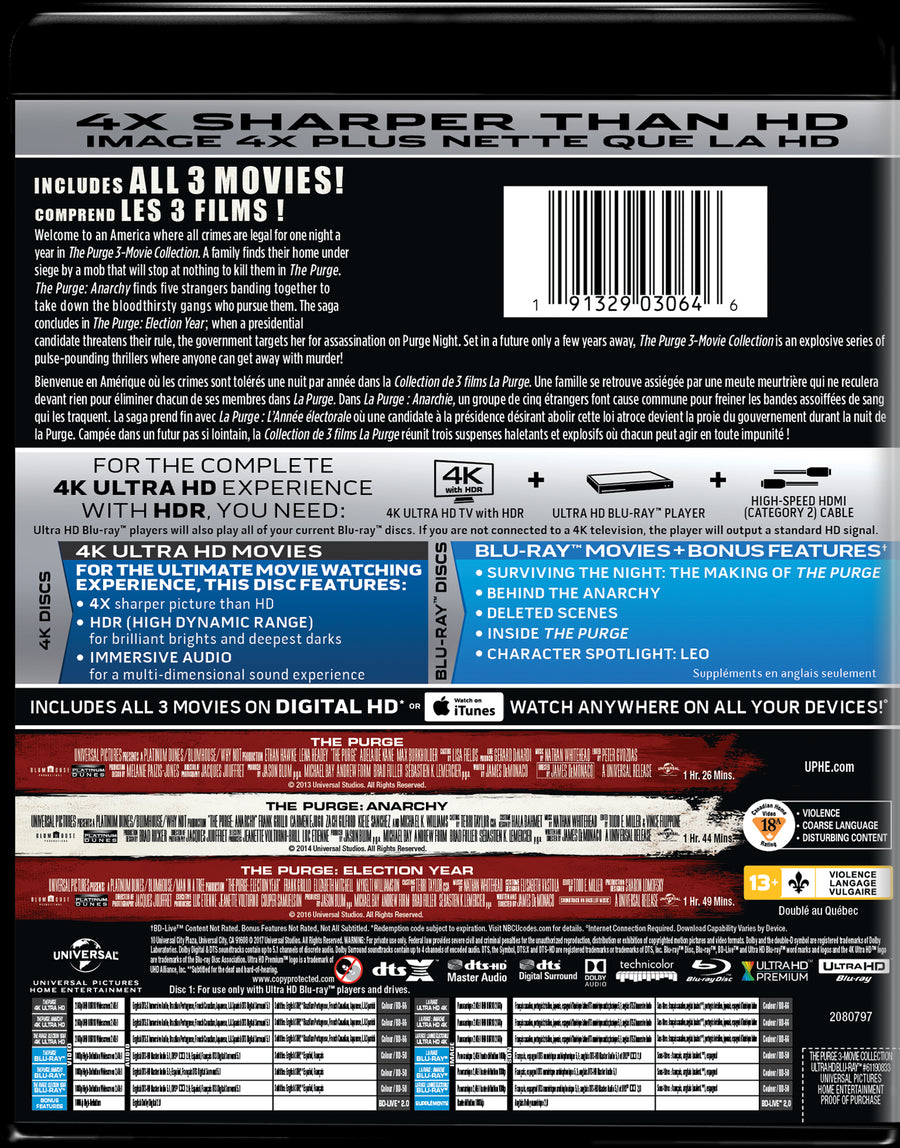 The Purge: 3-Movie Collection (4K Ultra HD + Blu-ray) [UHD]