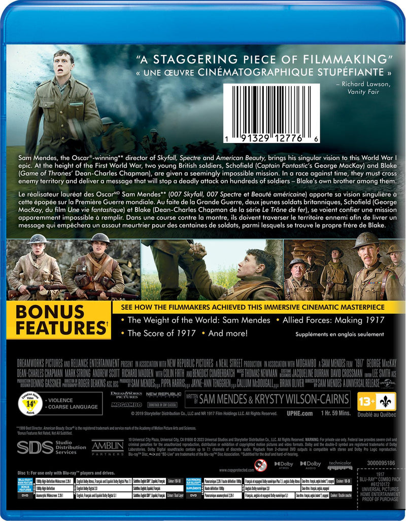 1917 (Blu-ray + DVD) [Blu-Ray]