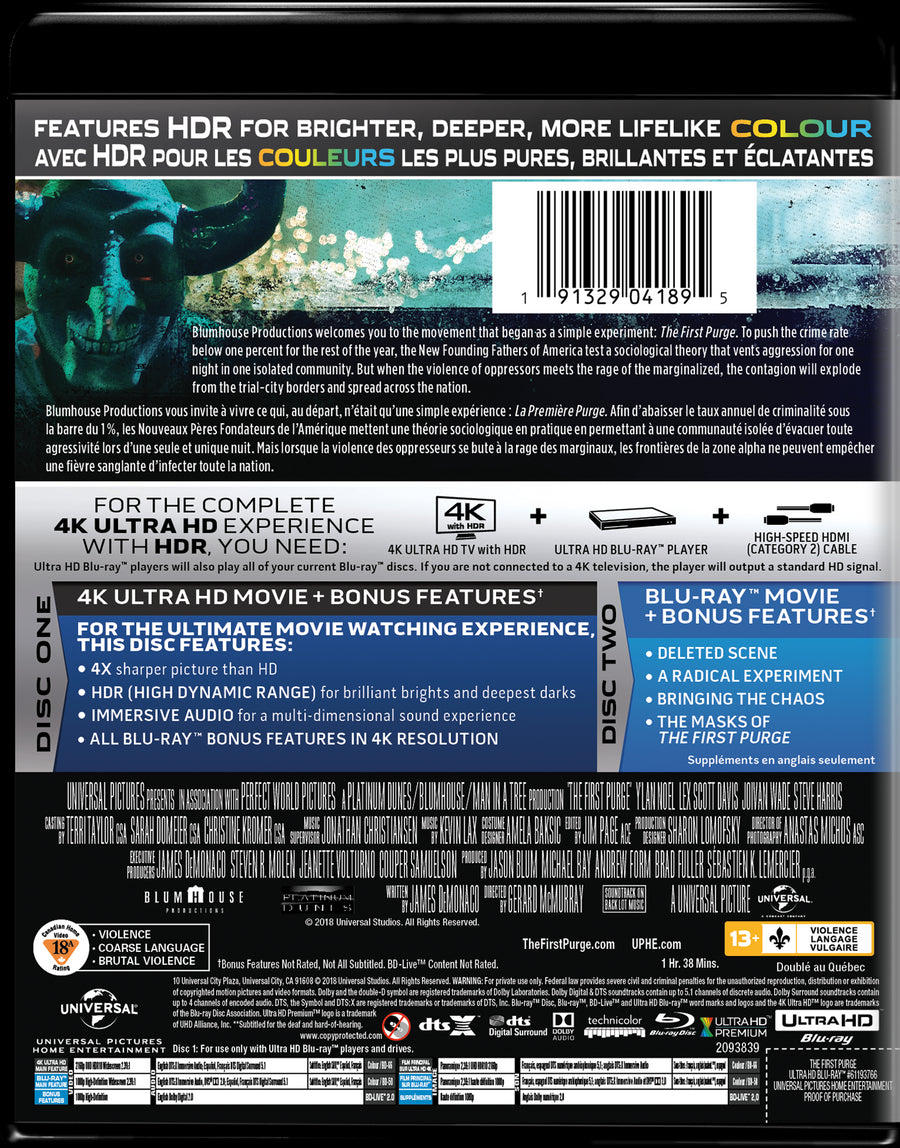 The First Purge (Blu-ray + DVD) [Blu-Ray]