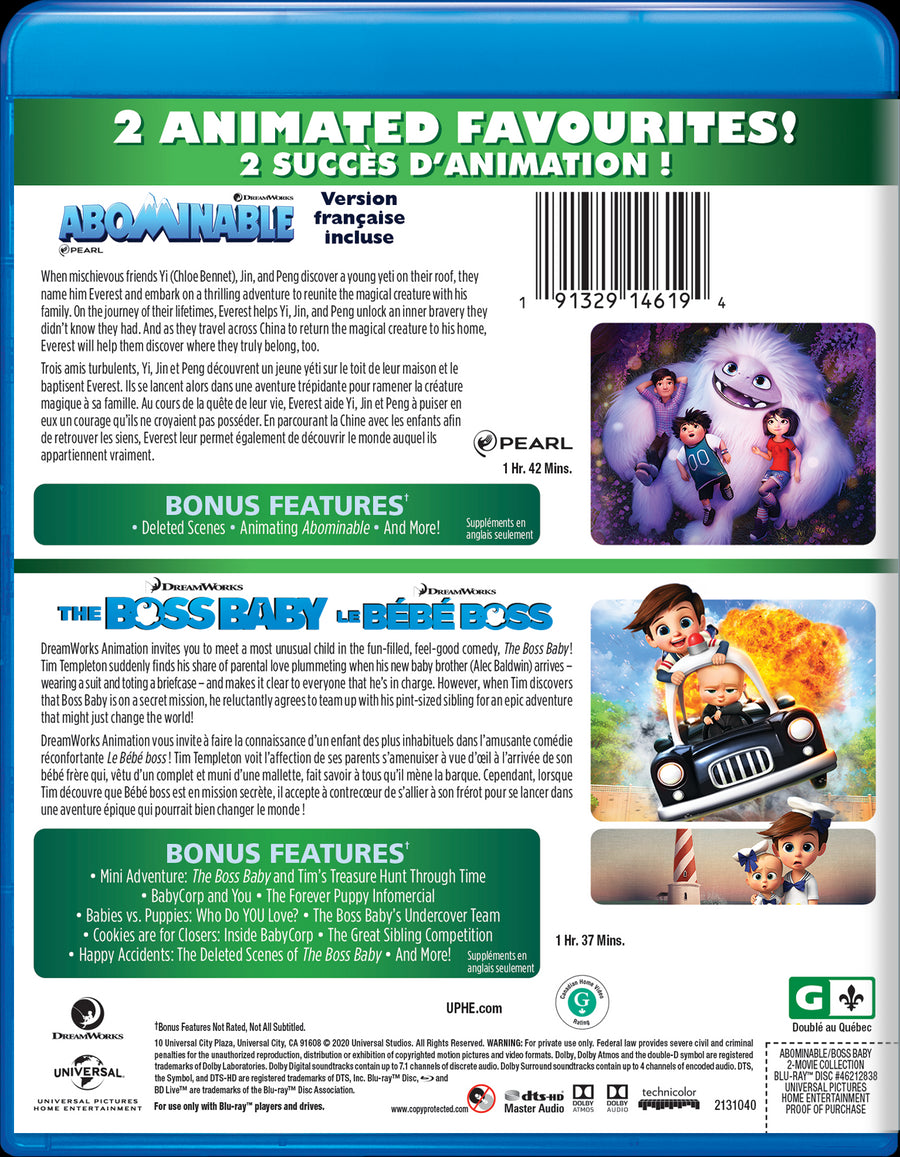 Abominable / The Boss Baby Double Feature [DVD]