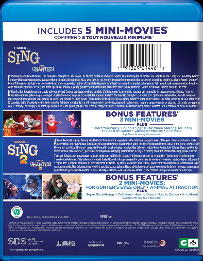 Sing 2-Movie Pack [DVD]