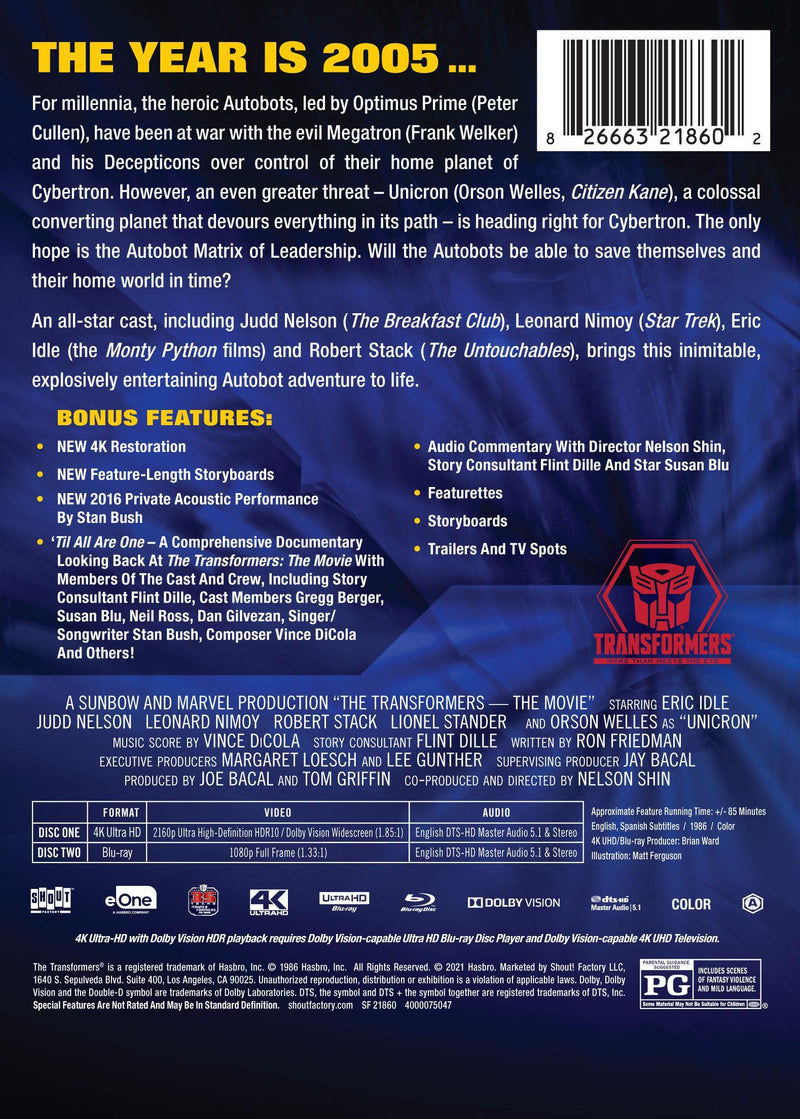 The Transformers: The Movie - 35th Anniversary Limited Edition Steelbook 4K Ultra HD + Blu-ray [UHD]