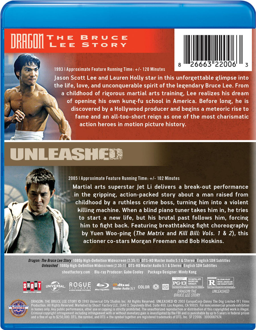 Martial Arts Double Feature: Dragon: The Bruce Lee Story / Unleashed [Blu-ray] [Blu-ray]