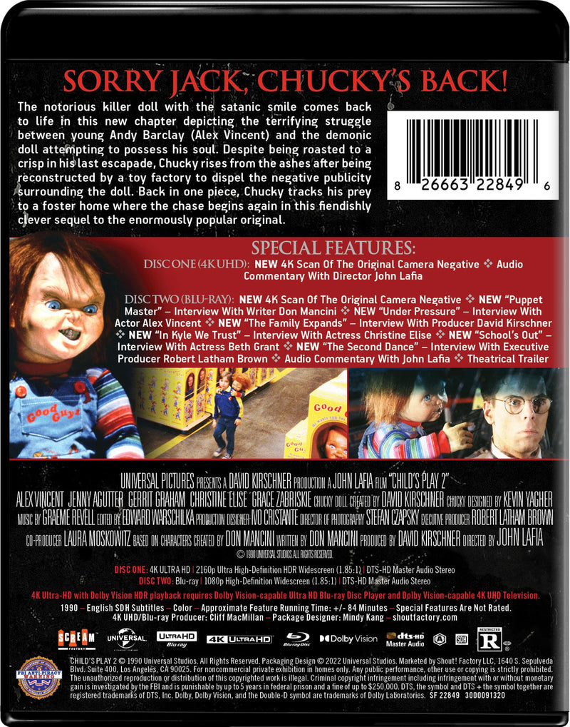 Child's Play 2 - Collector's Edition 4K Ultra HD + Blu-ray [UHD]