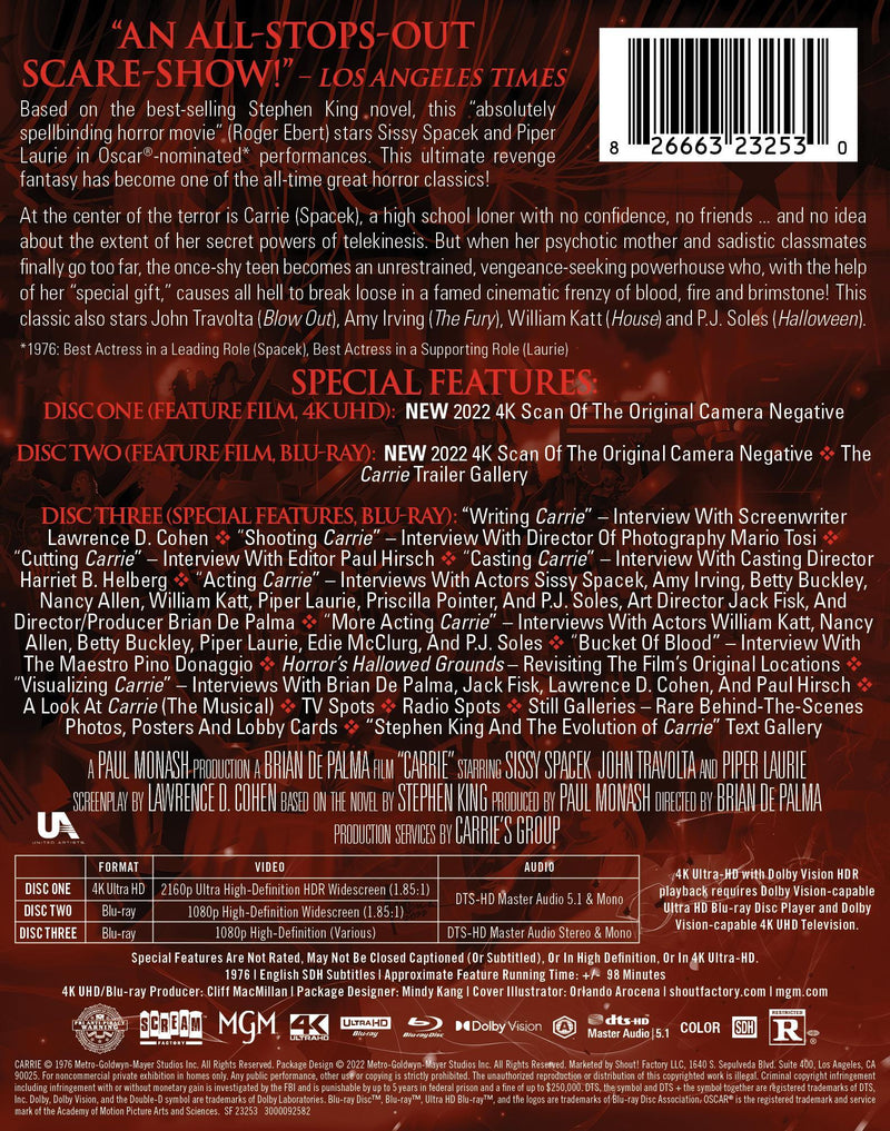 Carrie (1976) - Limited Edition Steelbook 4K Ultra HD + Blu-ray [UHD]