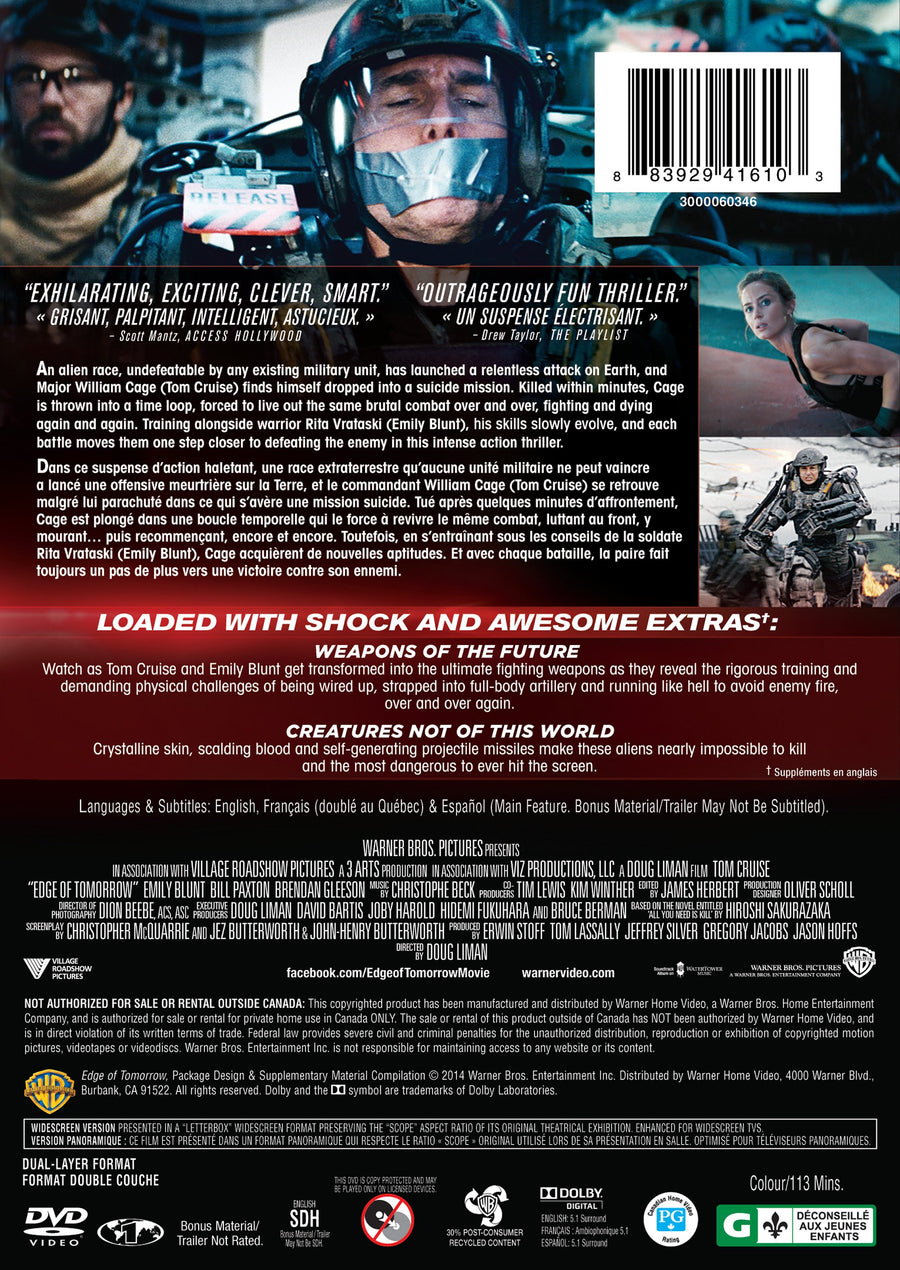 Edge of Tomorrow / Un Jour Sans Lendemain [DVD]