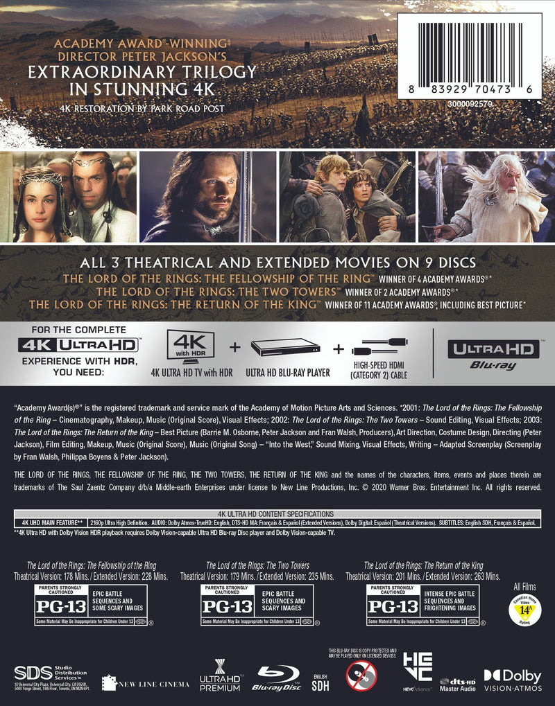 The Lord of the Rings Trilogy: Extended Editions (4K Ultra HD + Blu-ray) [UHD]