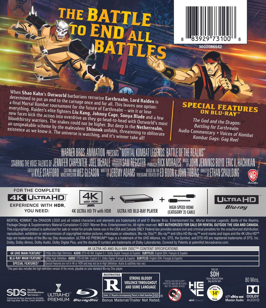 Mortal Kombat Legends: Battle of the Realms (4K Ultra HD + Blu-ray) [UHD]
