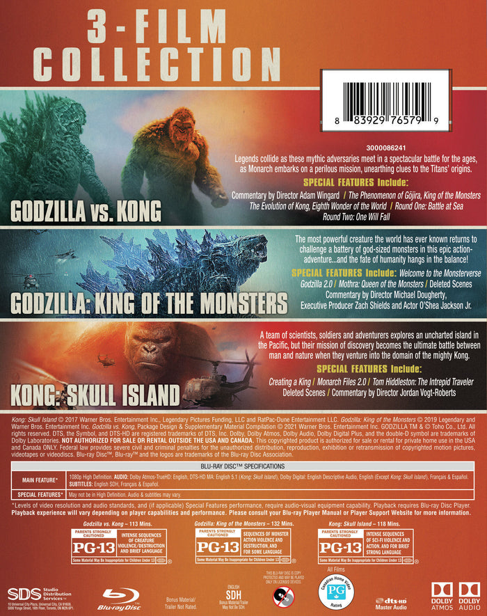 Godzilla/Godzilla: King of the Monsters/Kong: Skull Island (Box Set) [Blu-ray]