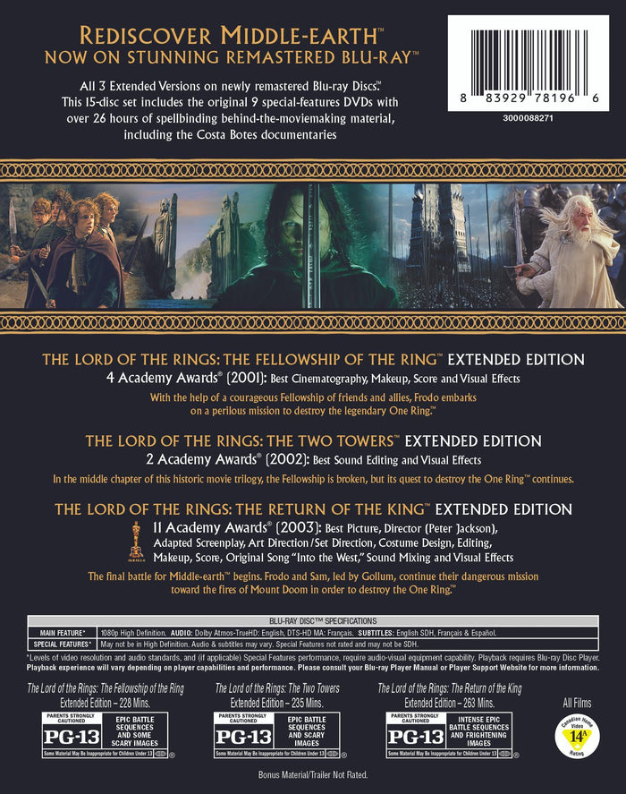 The Lord of the Rings Trilogy: Extended Editions (Remastered Box Set) [Blu-ray]