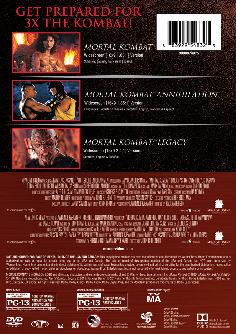 Mortal Kombat/Mortal Kombat 2/Mortal Kombat: Legacy [DVD]