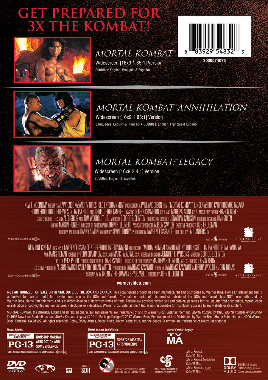 Mortal Kombat/Mortal Kombat 2/Mortal Kombat: Legacy [DVD]