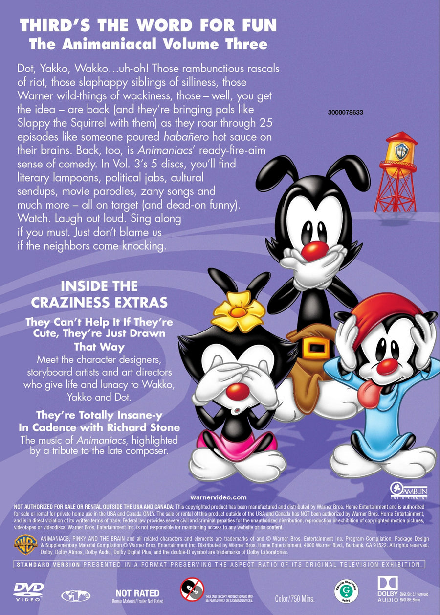 Steven Spielberg Presents Animaniacs: The Complete Third Volume [DVD]