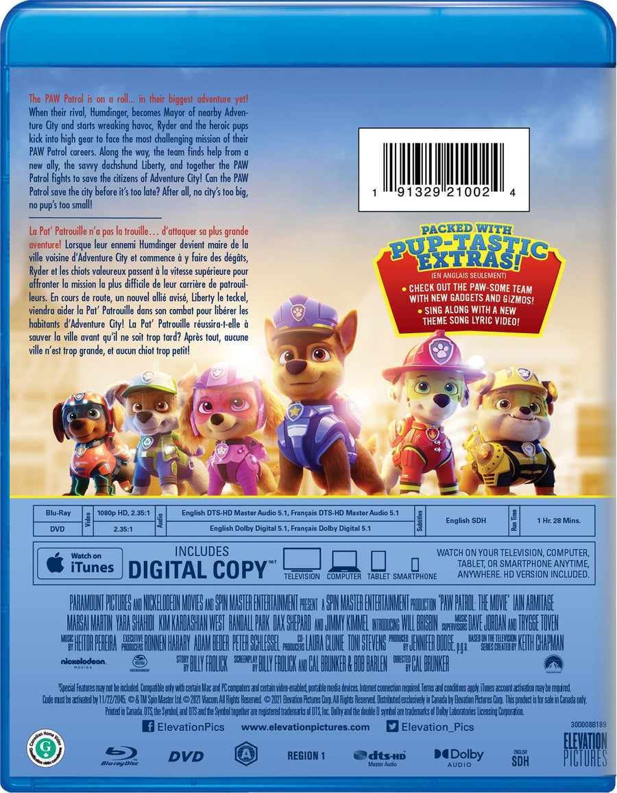 PAW Patrol: The Movie - Blu-ray + DVD + Digital [Blu-Ray]