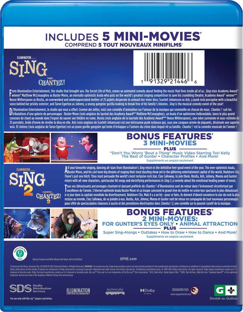 Illumination Presents: Sing 2-Movie Pack [Blu-Ray]