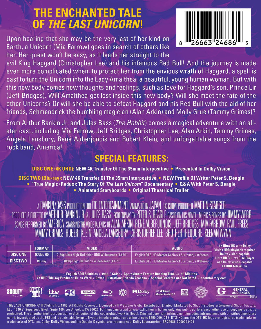 The Last Unicorn (Limited Edition Steelbook) [UHD]