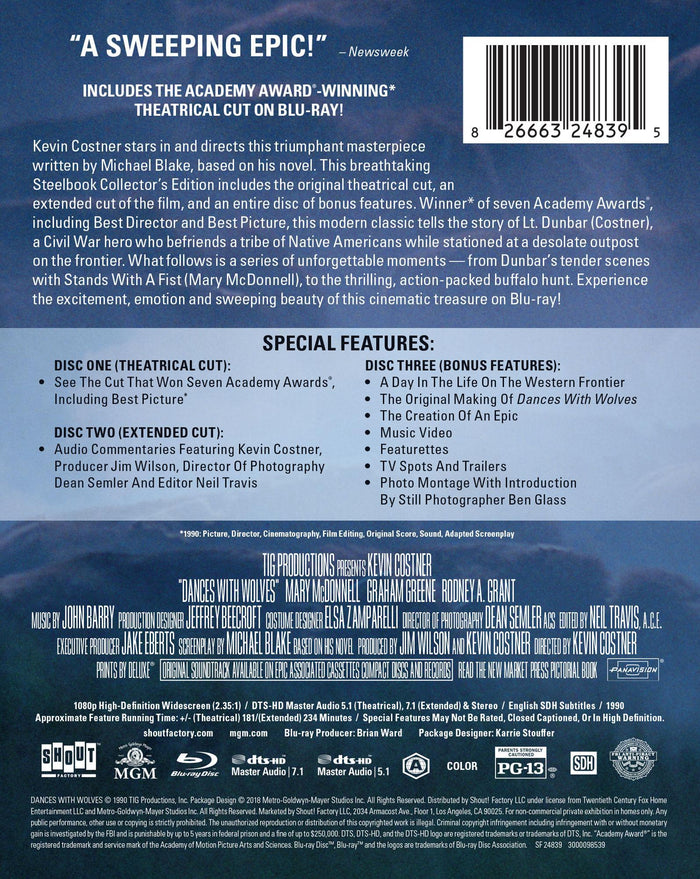 Dances With Wolves [Limited Edition Steelbook] [Re-Issue] (Limited Edition Steelbook) [Blu-ray]