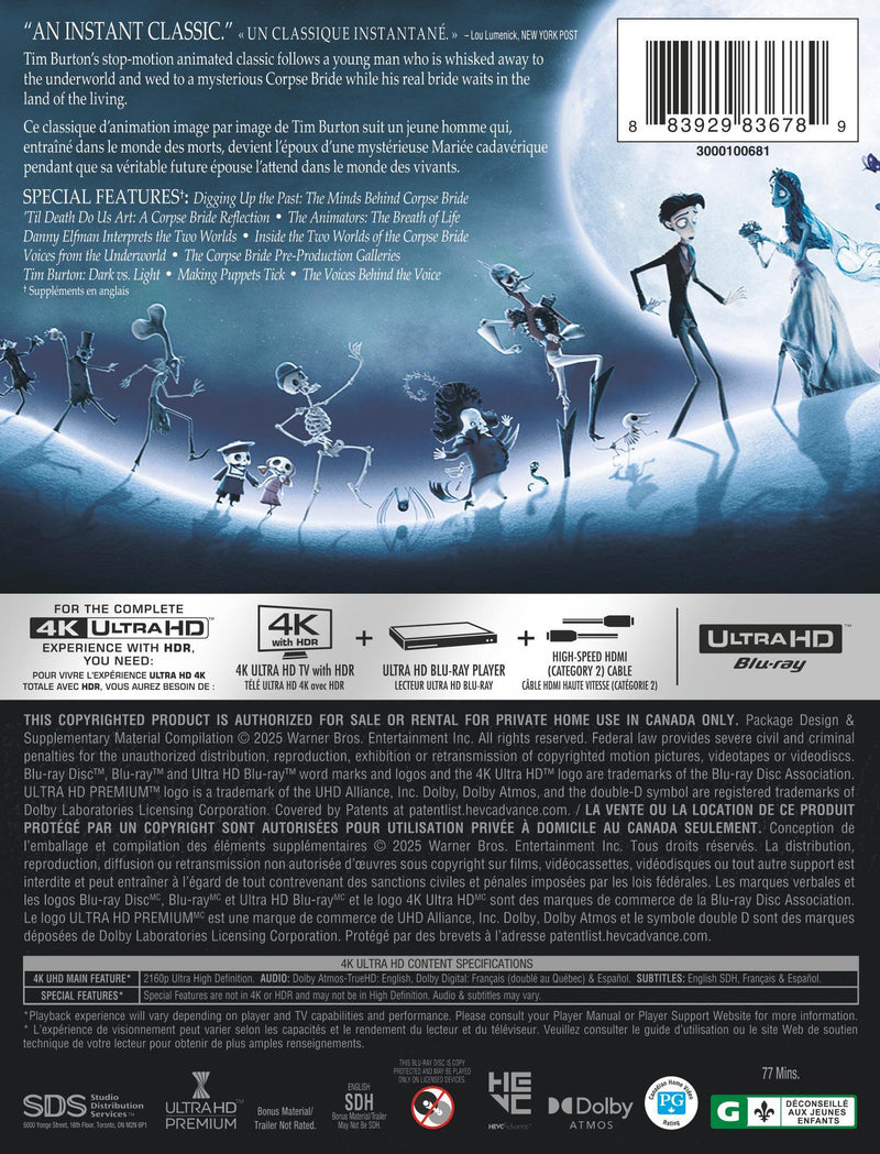 Tim Burton's The Corpse Bride - Limited Edition Steelbook [UHD]