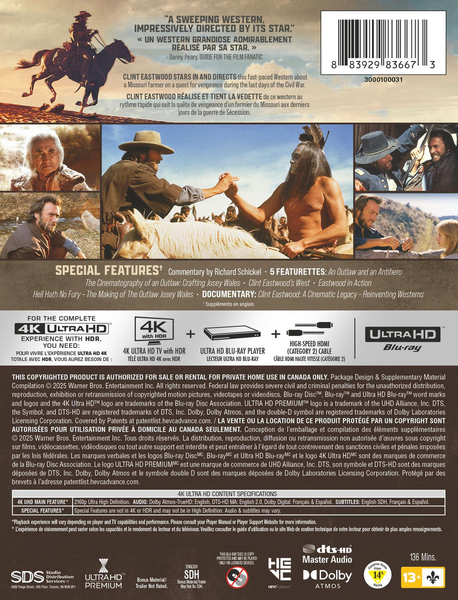 The Outlaw Josey Wales - Limited Edition Steelbook [UHD]