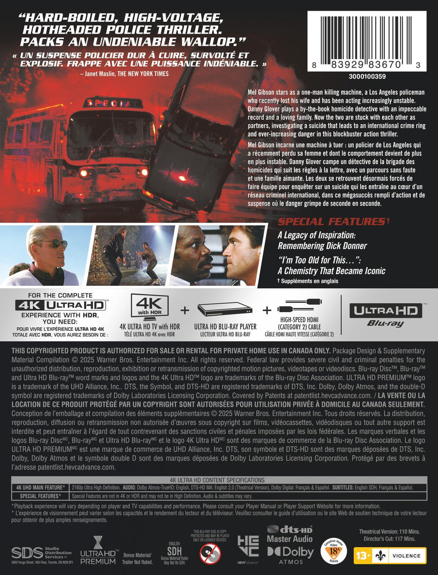 Lethal Weapon (Director's Cut & Theatrical) (Limited Edition Steelbook) [UHD]