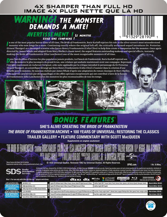 The Bride of Frankenstein - 90th Anniversary Limited Edition Steelbook (Limited Edition Steelbook) [UHD]