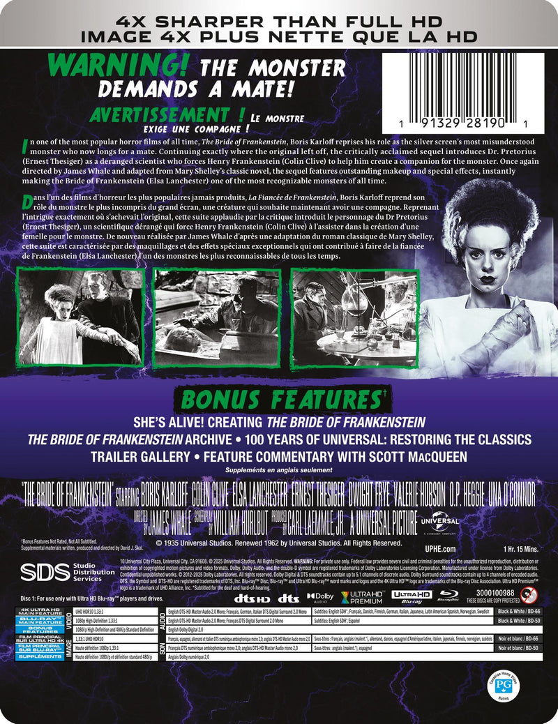 The Bride of Frankenstein - 90th Anniversary Limited Edition Steelbook (Limited Edition Steelbook) [UHD]