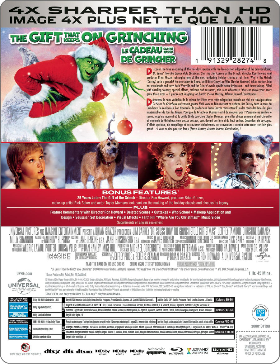 Dr. Seuss' How The Grinch Stole Christmas - Limited Edition Steelbook (25th Anniversary Edition) [UHD]