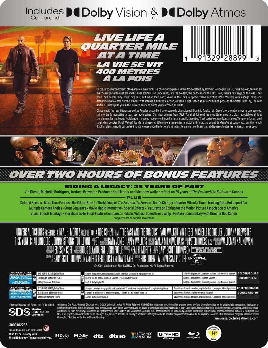 The Fast and The Furious  - Limited Edition Steelbook (25th Anniversary Edition) [UHD]
