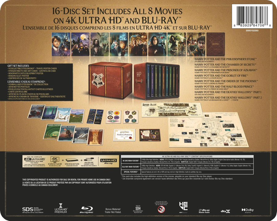 Harry Potter 8-Film Collection Library Case (Limited Edition Steelbook ) [UHD]