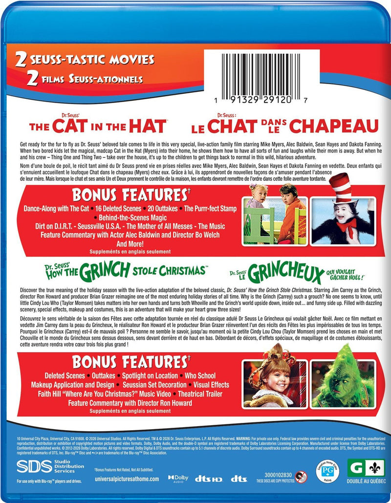 Dr. Seuss' The Cat In The Hat / Dr. Seuss' How The Grinch Stole Christmas 2-Movie Collection [Blu-ray]