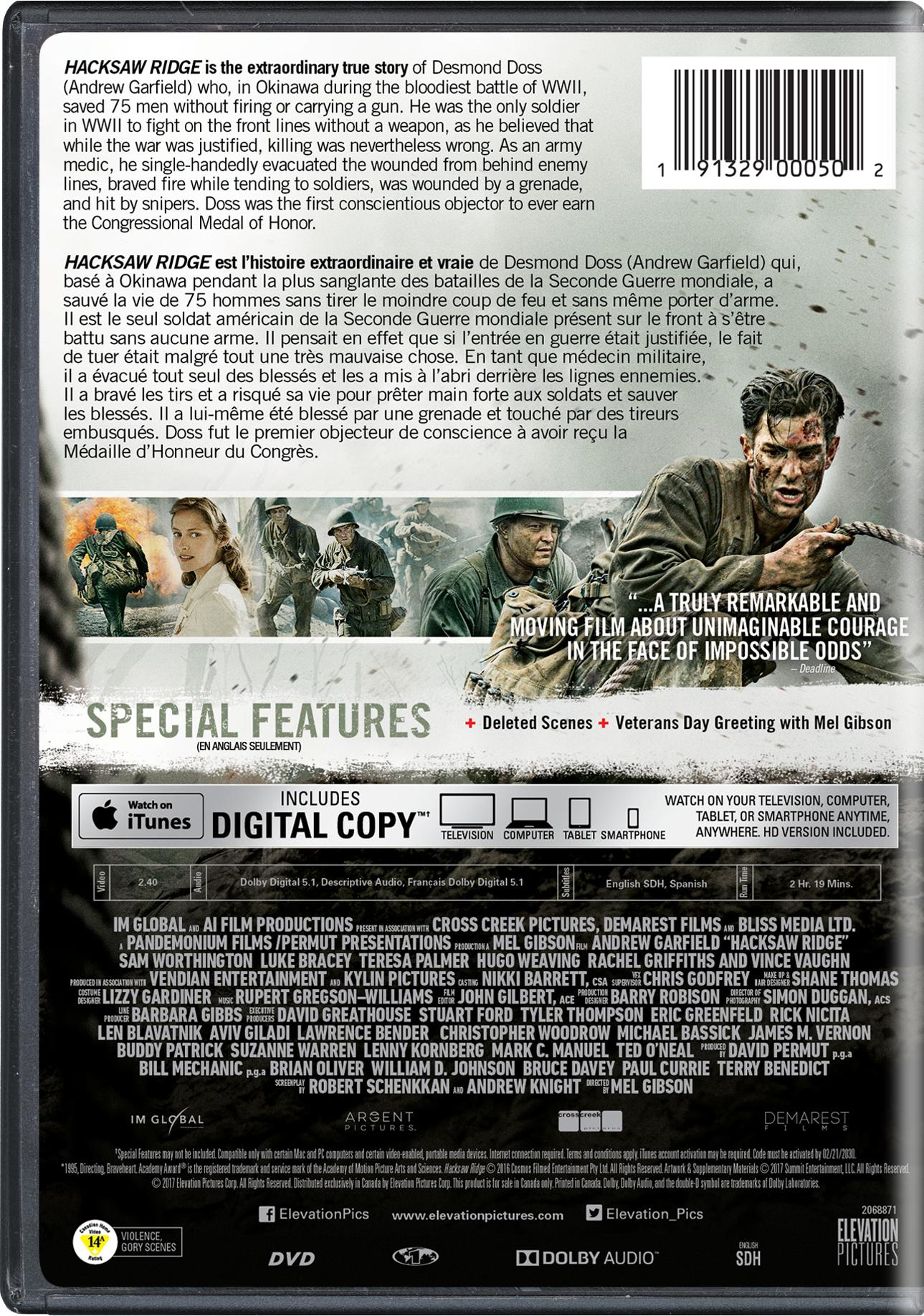 Hacksaw Ridge - DVD + Digital [DVD] – GRUV Canada