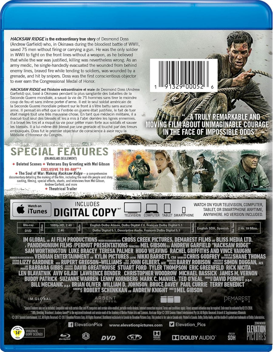 Hacksaw Ridge - Blu-ray + DVD + Digital [Blu-Ray]
