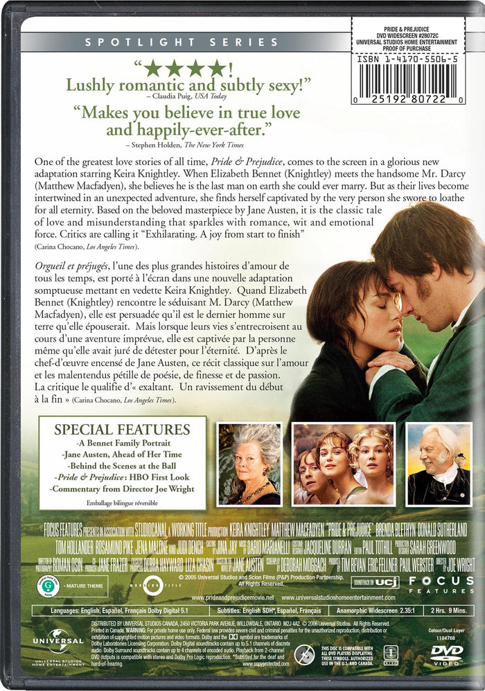 Pride and Prejudice [DVD]