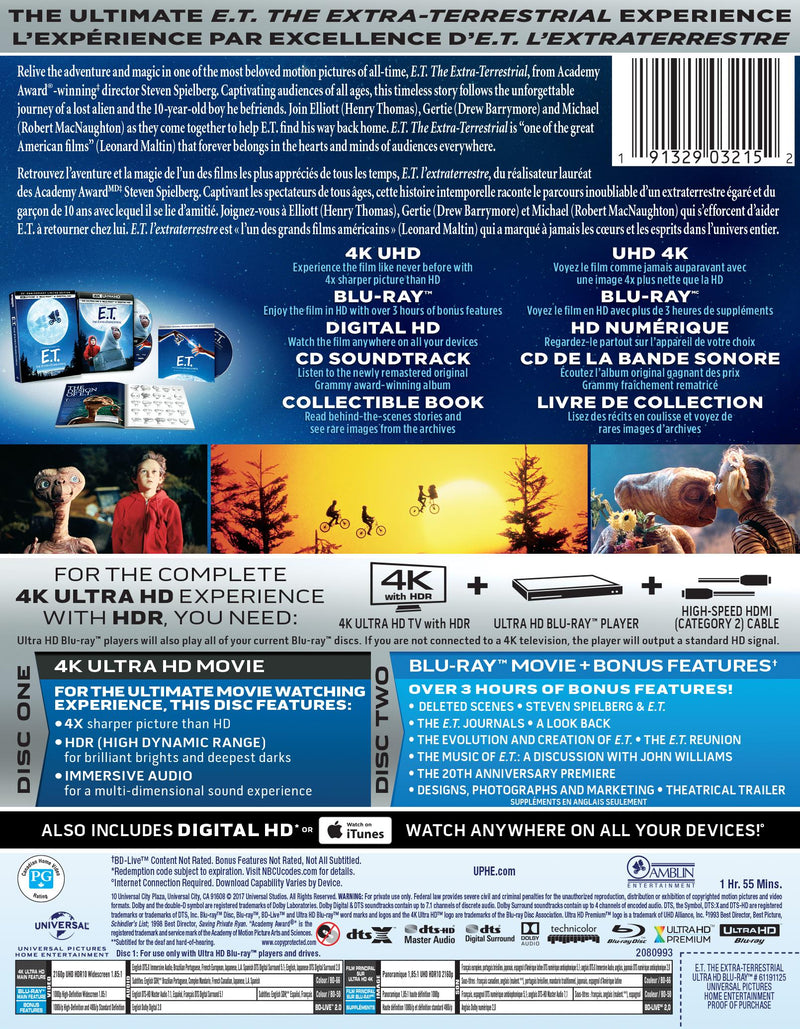 E.T. The Extra-Terrestrial - Limited Edition 4K Ultra HD + Blu-ray + CD Soundtrack (Bilingual) (4K UHD) [UHD]
