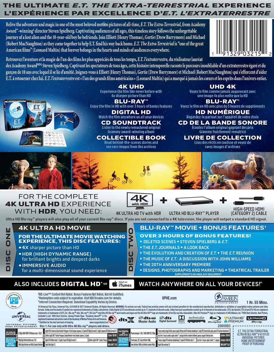 E.T. The Extra-Terrestrial - Limited Edition 4K Ultra HD + Blu-ray + CD Soundtrack (Bilingual) (4K UHD) [UHD]