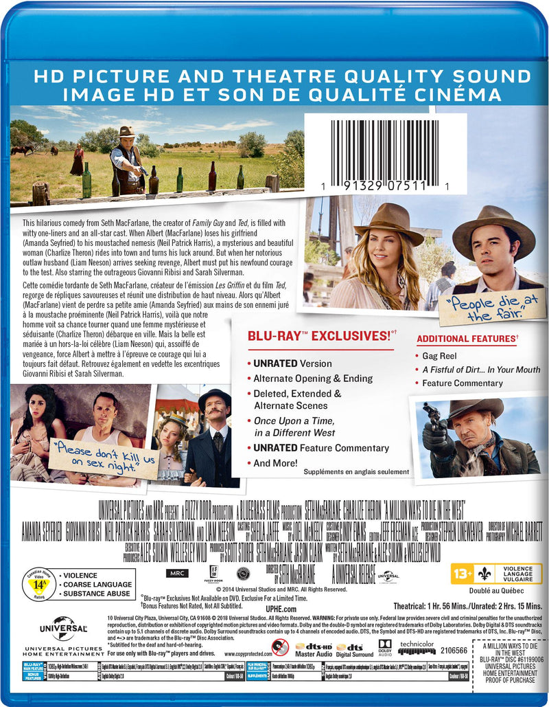 A Million Ways to Die in the West (Unrated) [Blu-Ray]