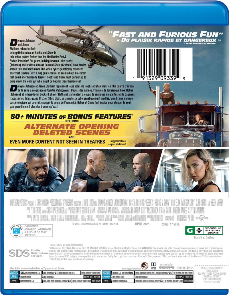 Fast & Furious Presents: Hobbs & Shaw (Blu-ray + DVD) [Blu-Ray]