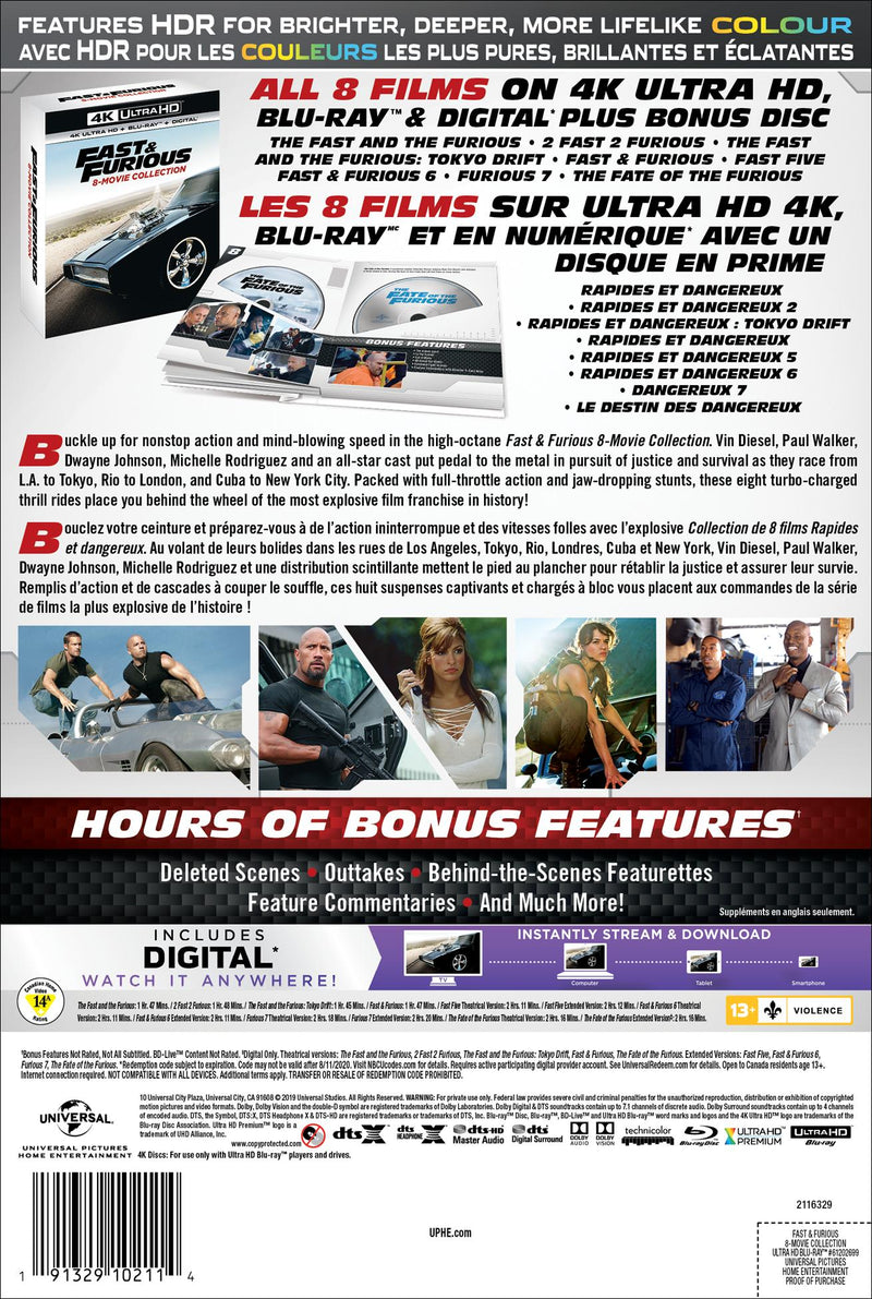 Fast & Furious 8-Movie Collection (4K Ultra HD + Blu-ray) [UHD]
